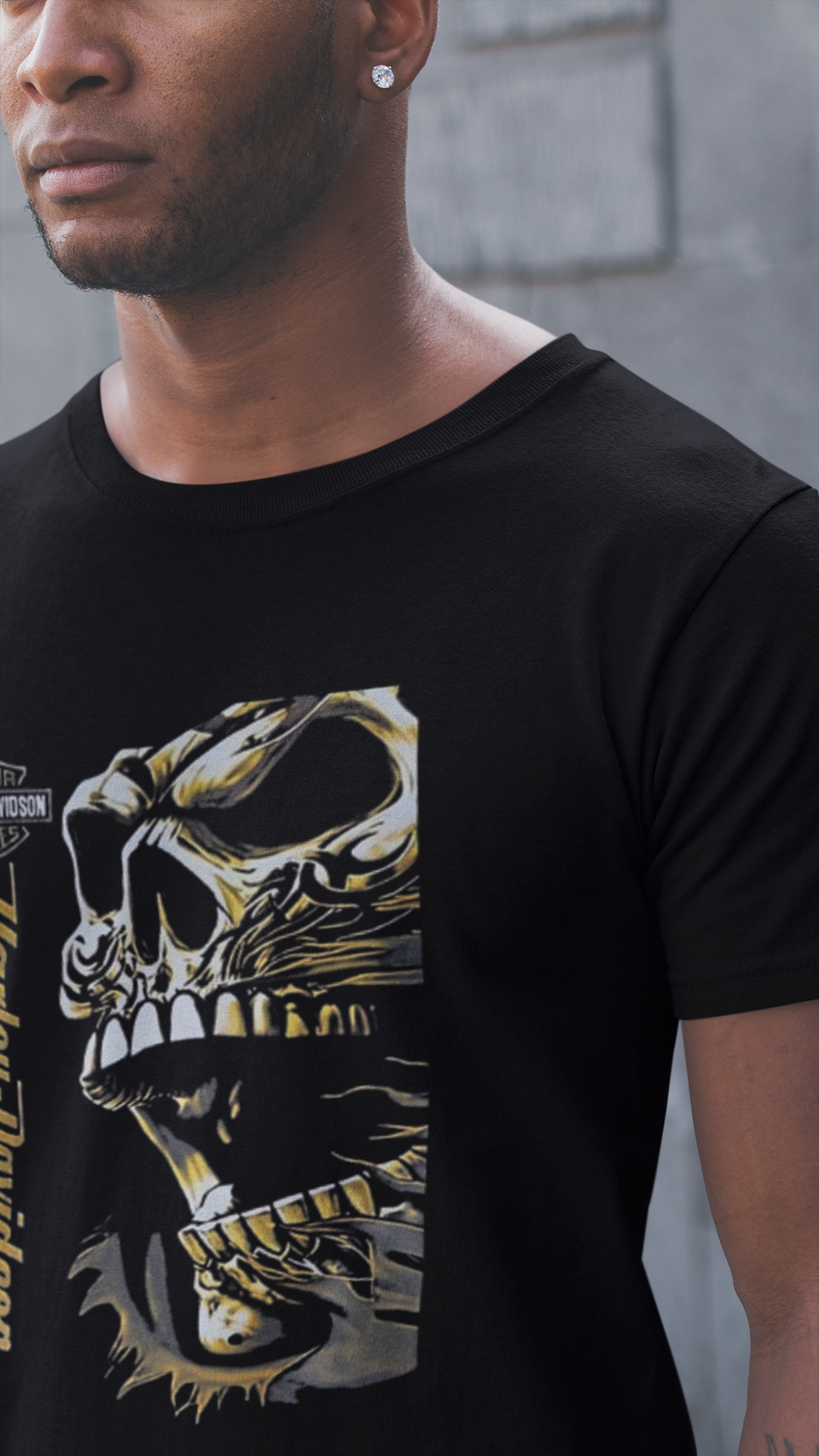 T Shirt Golden Skull Harley Davidson - Rock ☆ Spirit 