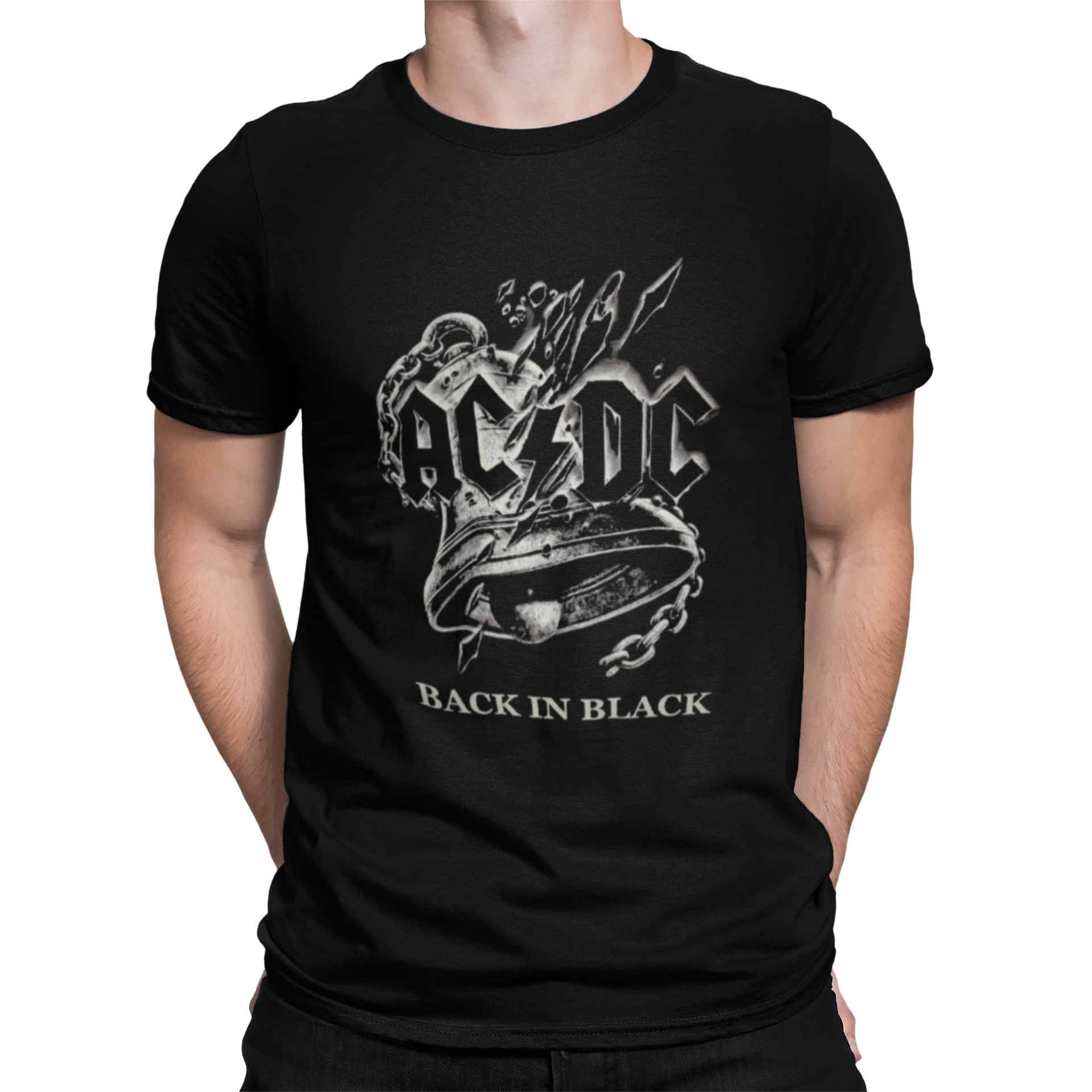 T Shirt AC/DC Black In Black