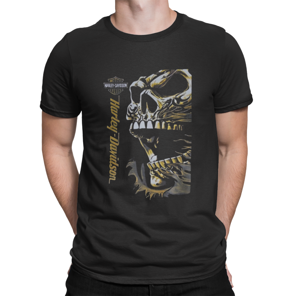 T Shirt Golden Skull Harley Davidson - Rock ☆ Spirit 