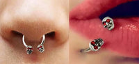 Piercing Lip Red Skull Diamante