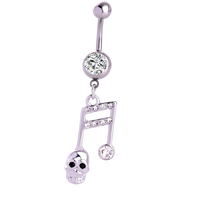 Piercing Belly Button Cristal Skull Music Note RS