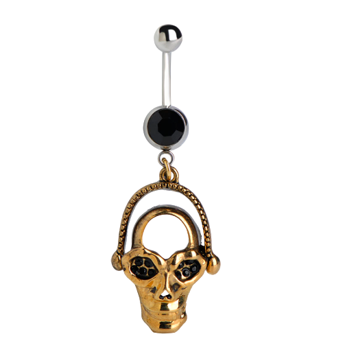 Piercing Belly Button Gold Skull RS