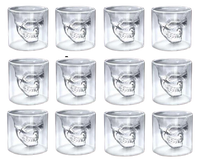 Schnapsglas/Gläser mit Totenkopf-Motiv, 12 Stück