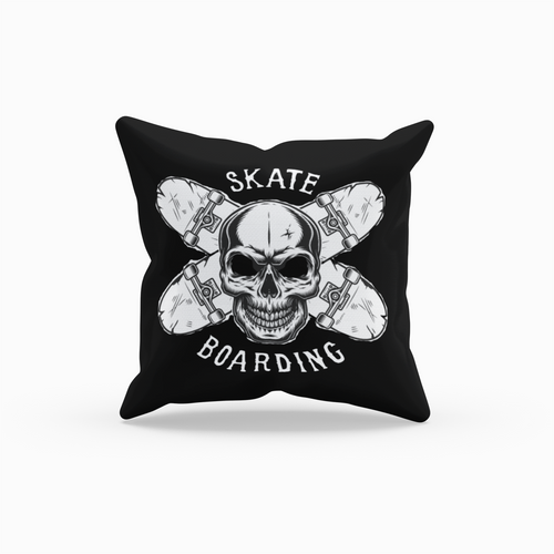 Cushion Cover Skull Skateboarding - Rock ☆ Spirit 