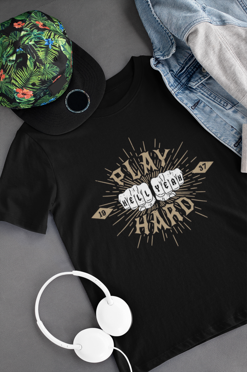 Women T shirt Play Hard - Rock ☆ Spirit 
