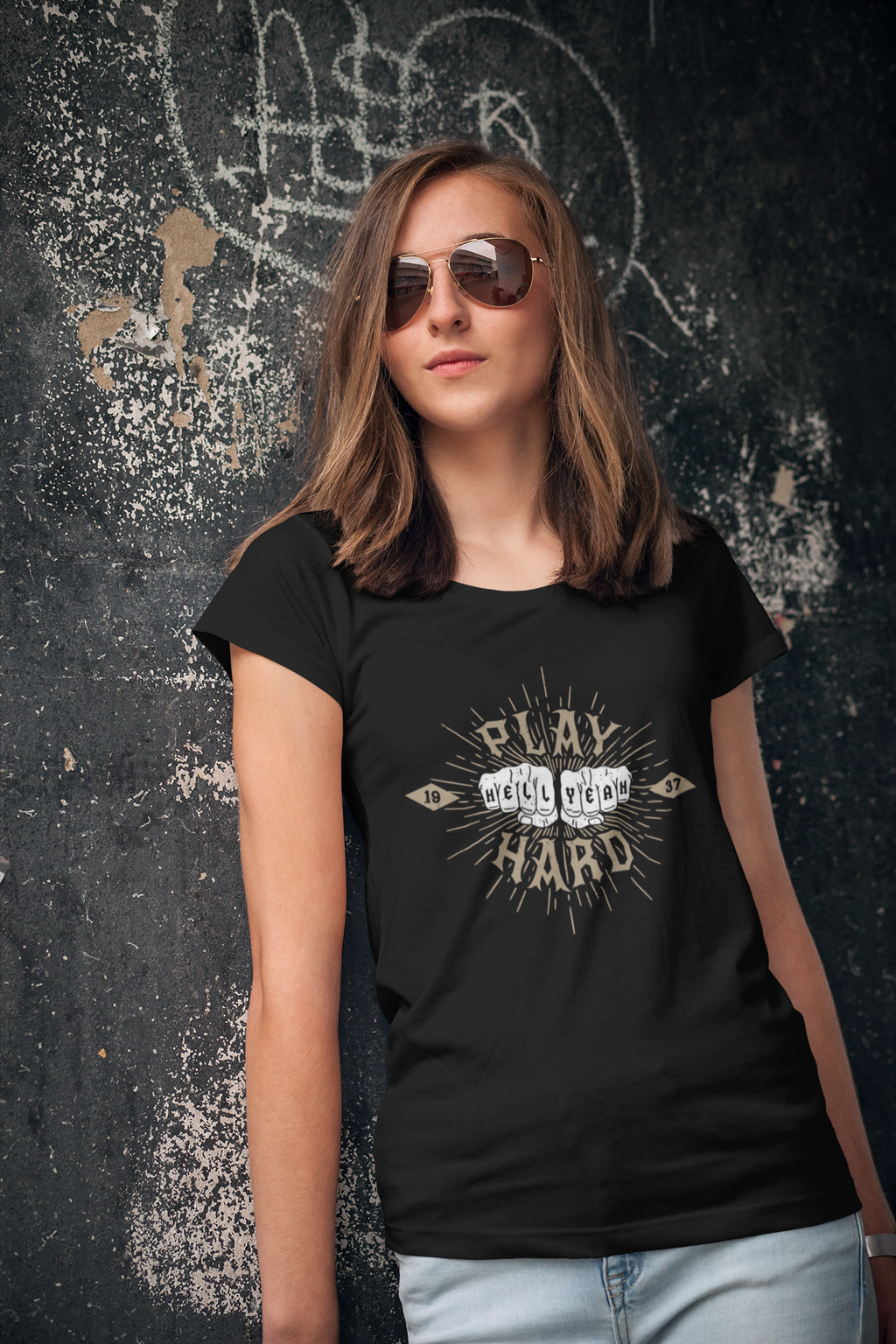 Women T shirt Play Hard - Rock ☆ Spirit 