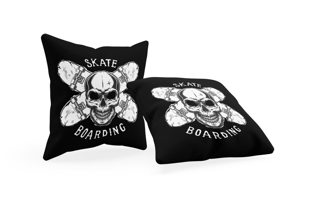 Cushion Cover Skull Skateboarding - Rock ☆ Spirit 