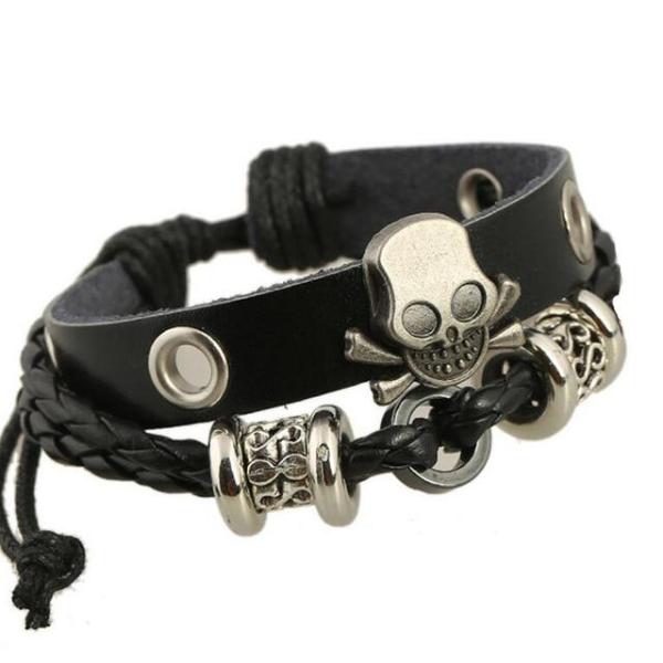 Punk Rock Black Leather Bracelets - Rock ☆ Spirit 