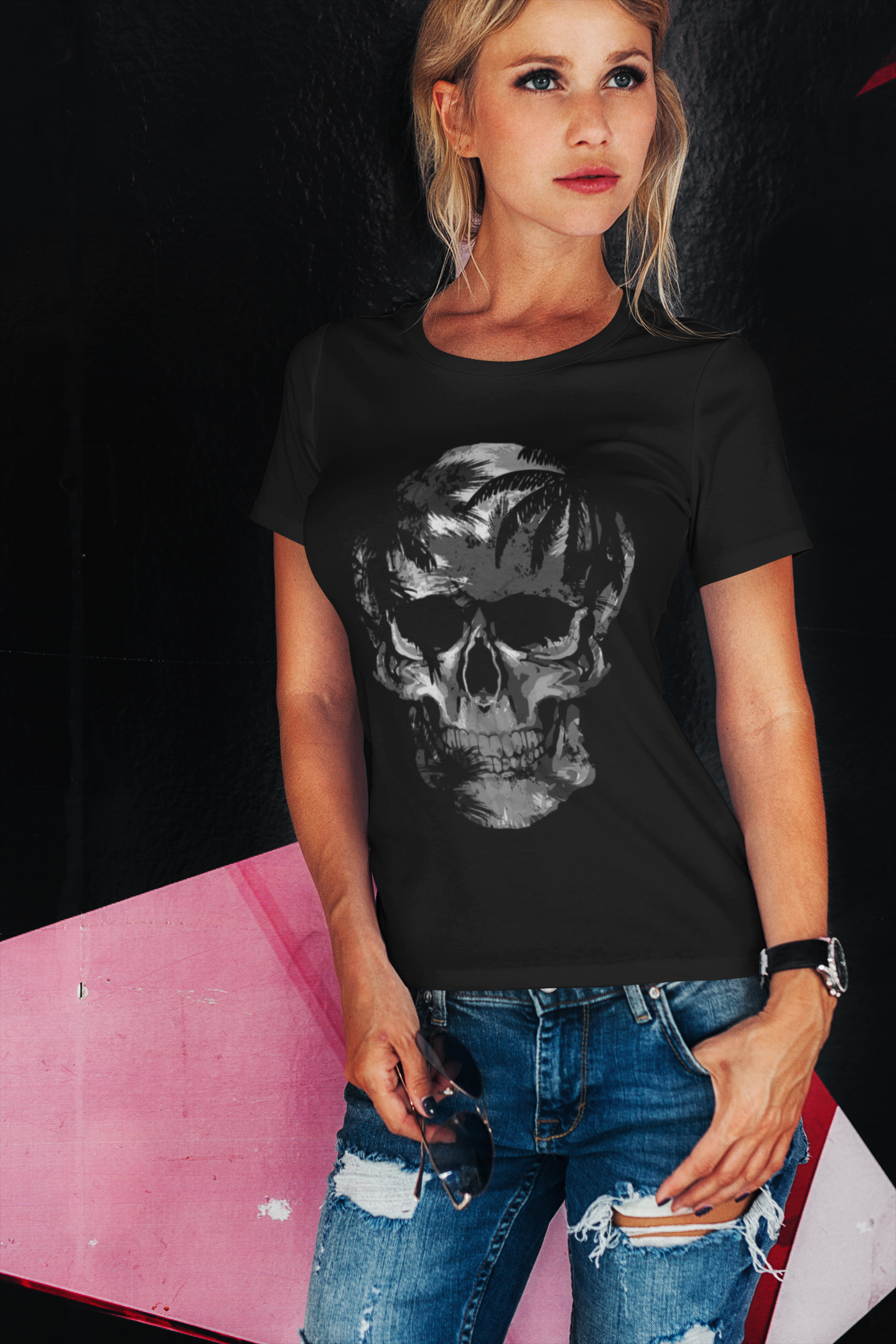 Women T shirt Skull Silver - Rock ☆ Spirit 